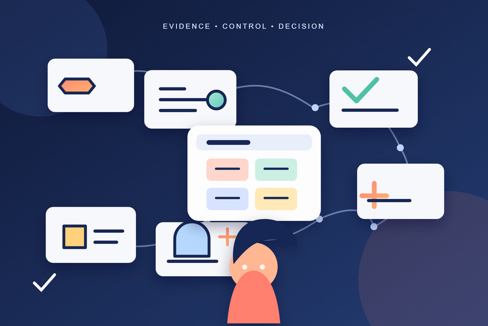 Cross-functional team reviewing an AI agent acceptance board for task fit, tool permissions, evidence, human control, rollback, and launch decision