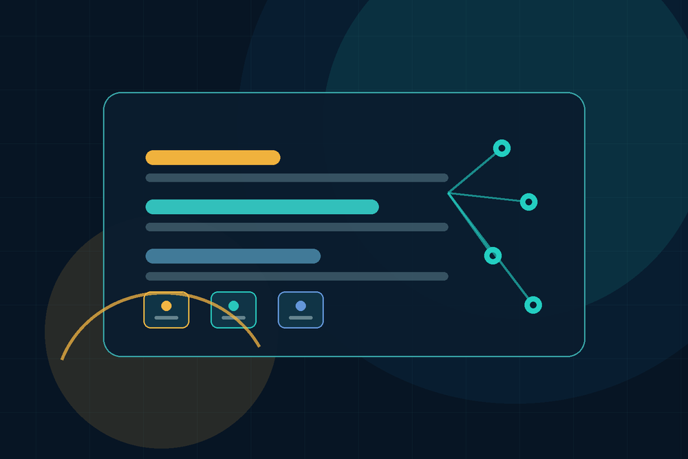 Landscape illustration of an AI agent incident status board connecting a response timeline, evidence cards, and stakeholder communication nodes.